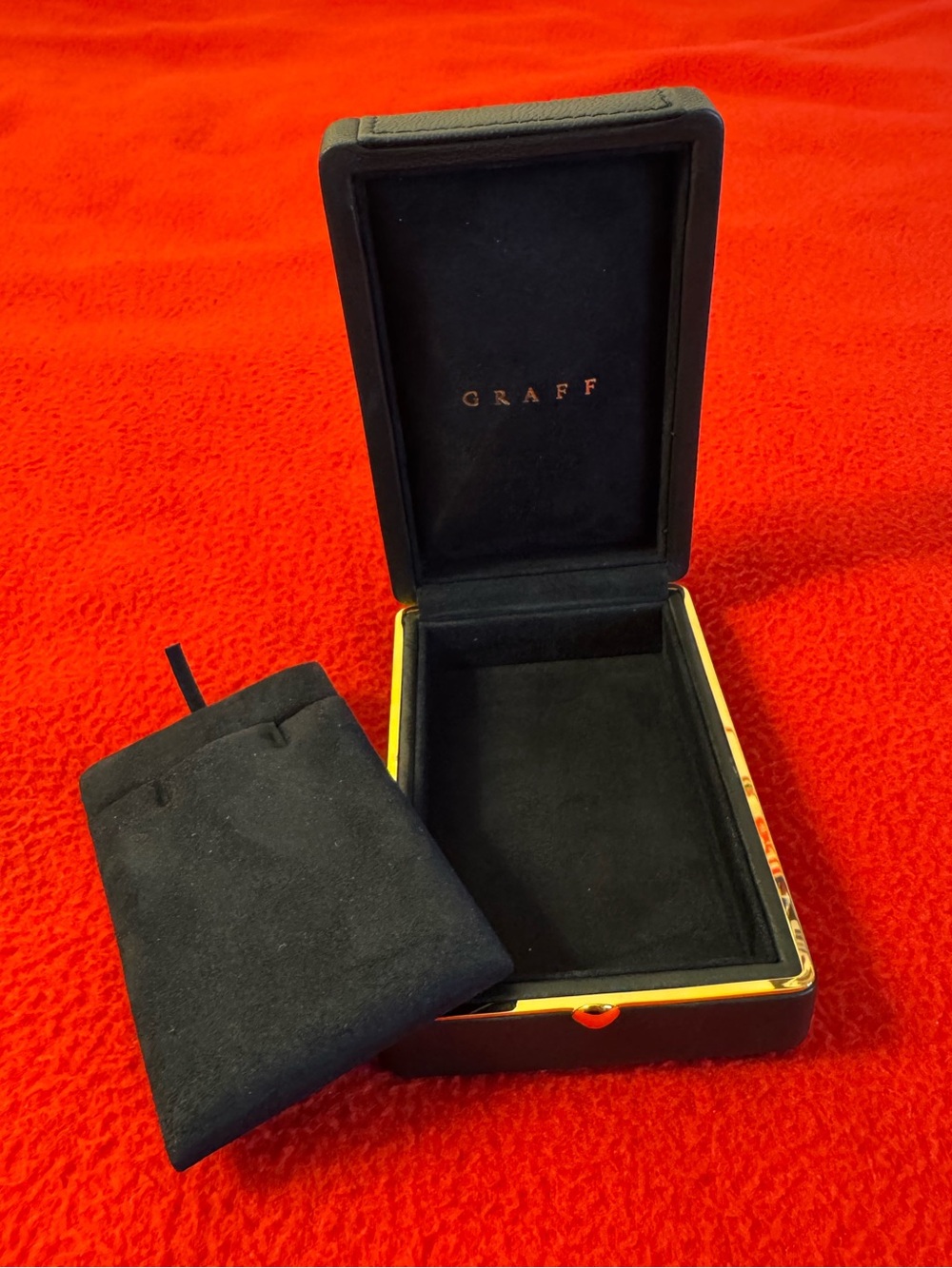 Case Only GRAFF Genuine Black Leather Jewelry Case  EUC